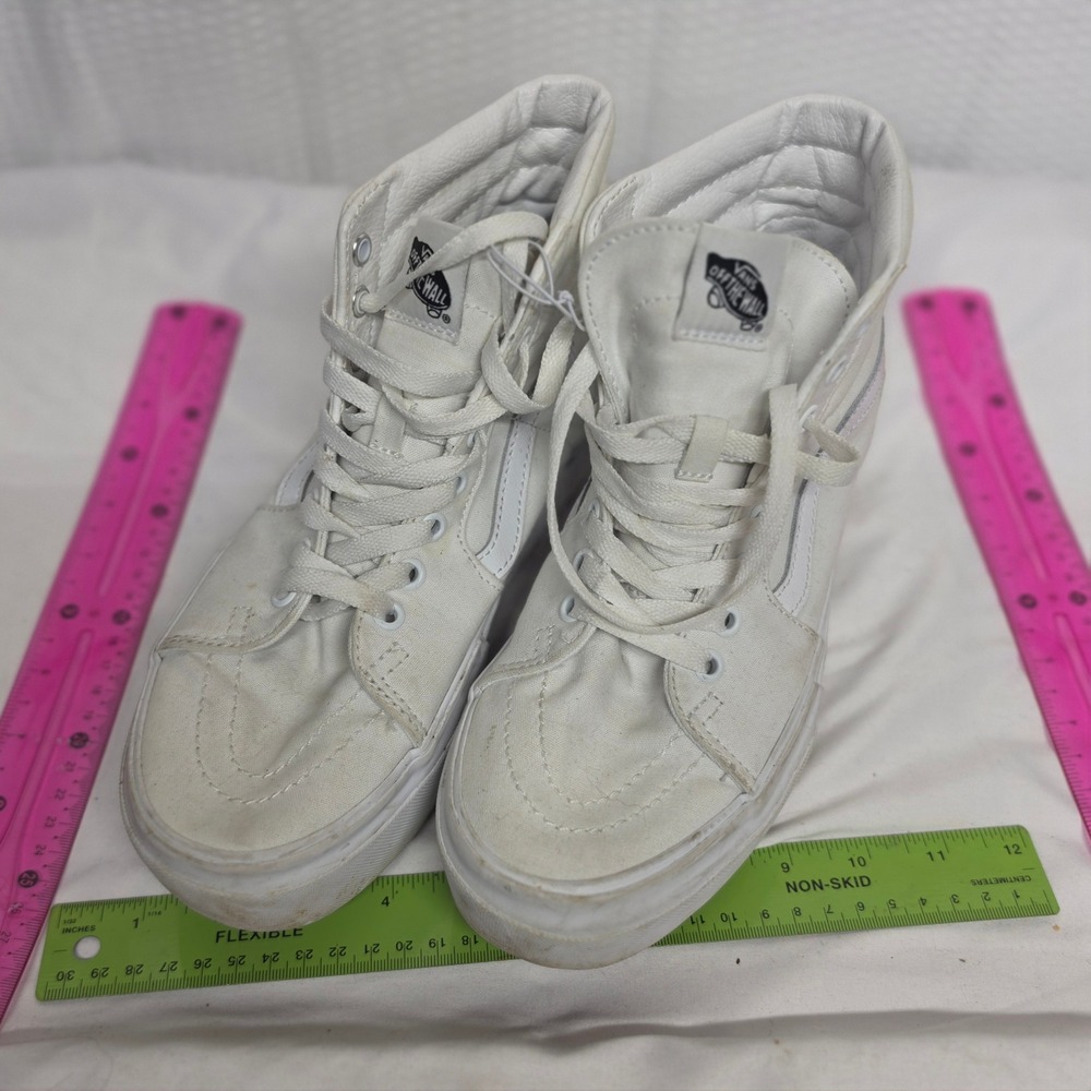 Vans Sk8-Hi Stacked White Canvas Platform High Top Sneakers Mens 6.5 Womens 8